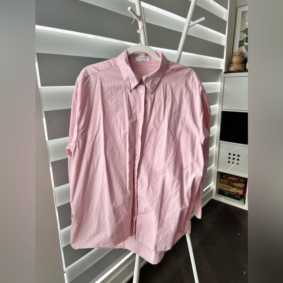 Aritzia Babaton Relaxed poplin shirt in poetic pink (size S) - Picture 7 of 7